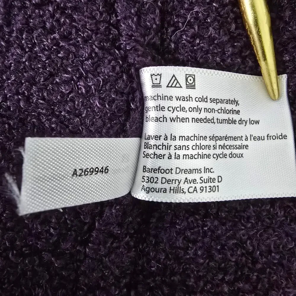 Barefoot Dreams Bamboo Chic Lite Open Cardigan Sweater Sz S/M Drape Front Purple